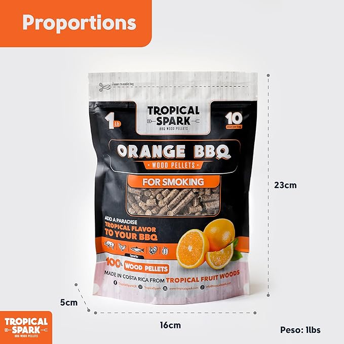 Wood Pellets | Perfect for BBQ, Smoking, Grilling, Bake, Roast, Braise | Premium 100% All-Natural | Orange Wood | 1 lb. Bag