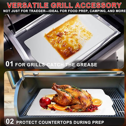6 Packs BAC520 Drip Tray Liners for Traeger Pro 780 Pellet Smoker Grill, Heat-Resistant Foil Liners for Traeger Pro 780 Grill Accessories, Aluminum Tray for Catching Grease 27" x 15 3/8 "
