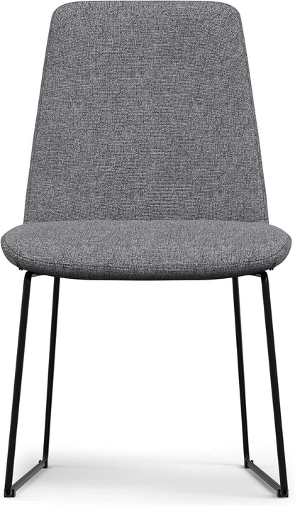 SIMPLIHOME Hayley Vegan Leather Dining Chairs in Cream (Set of 2) | Modern minimalist dining chairs with a metal sled base and a cushioned seat; kitchen or side chairs.
