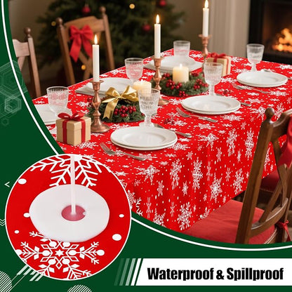 Smiry Disposable Table Cloth - 6 Pack, 54 x 108 Inch Waterproof Rectangle Tablecloths for Parties, Decorative Plastic Table Cover, Leakproof & Sturdy, Red & White