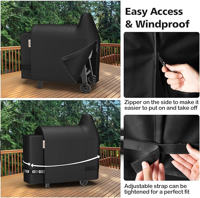 PasWith Grill Cover for Pit Boss 820 Deluxe/Pro 850,[900D Strong Tear-Resistant] Rip-Proof Pellet Smoker Cover for Pitboss,Waterproof Grill Cover for Pit Boss Pro Series 820/850,Competition 820/850