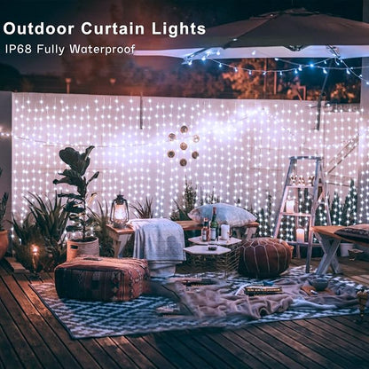 600 LED Curtain Lights 20Ftx10Ft Dual Color Changing Lights with Remote | Timer Connectable Christmas Lights Curtain Plug in Outdoor Waterproof for Bedroom Backdrop Decor, Cool White & Multicolor