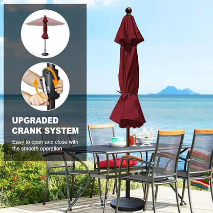 Eurmax USA 10-Year-Non-Fading 10FT Outdoor Patio Market Umbrella,UPF50+ UV Resistant Sun Shade,Heavy Duty Commercial Grade,Crank Lift Design,Windproof Vented Top for Garden,Pool,Deck,Burgundy