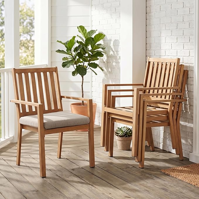 RoyalCraft Aluminum Outdoor Patio Chairs Set of 4, Outdoor Chairs with Waterproof Cushions, Outdoor Dining Chairs with Armrests, Metal Patio Furniture Set for Porch, Balcony, Deck, Backyard, Brown