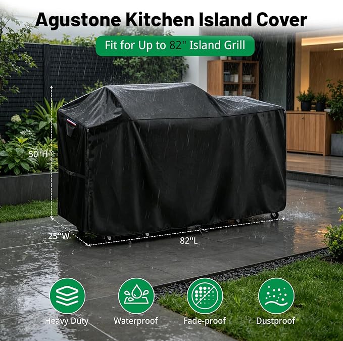 82 Inch Island Grill Cover, Outdoor Kitchen BBQ Waterproof Cover | Heavy Duty Outdoor Large Island Covers for Patio BBQ, 82"L x 25"W x 50"H