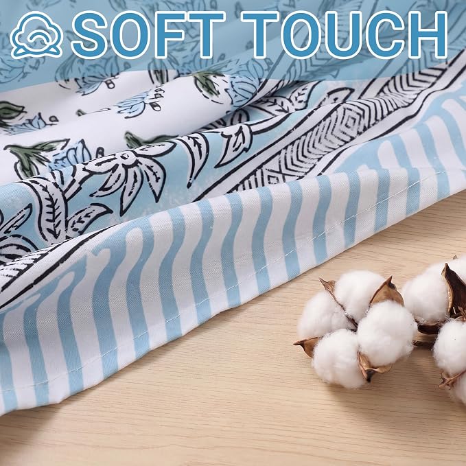 Block Print Tablecloth, 60 x 60 inch Fabric Square Table Cover Flower Table Cloth for Mahjong Weddings Spring Summer and Barbeque Farmhouse Dining Dinner Tablecloth(Style A,Blue)