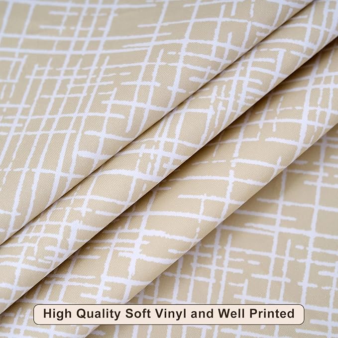 LIBERECOO Round Vinyl Fitted Tablecloth with Flannel Backing Elastic Edge Table Cover Waterproof Stain-Resistant Wipeable Tablecloths Fits 45-56 Inch Round Tables