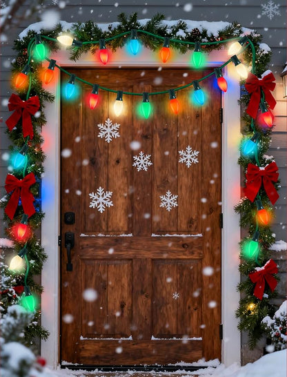 C7 Multicolor Ceramic Christmas Lights Outdoor, 26Ft Vintage Christmas Decorations Lights with 27 5W Incandescent Ceramic Bulbs(2 Spare), Hanging Old Fashioned String Lights for Patio Party Xmas Decor