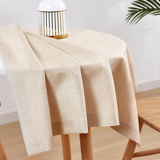 Wolkemer 36x36 Inch Faux Linen Small Square Tablecloth, Heavy Duty Beige Table Cloths for Tables 18-30 Inch (Not for 36" Table), Coffee Tables Cover for Kitchen Dining Indoor Outdoor