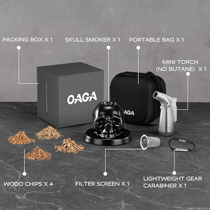 Whiskey Smoker Kit with Torch - Portable Bag, 4 Wood Chips, Cocktail Smoker Infuser Kit, Old Fashioned Drink Smoker Kit, Birthday Bourbon Whiskey Gifts for Men, Dad, Husband (NO Butane)