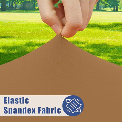 Moosfor Spandex 6 Foot Rectangle Table Cloth, Elastic Fitted Tablecloths for Picnic, Stretch Washable Patio Table Cover for Outdoor, Camping, Banquet and Parties (Brown, 30"x72")