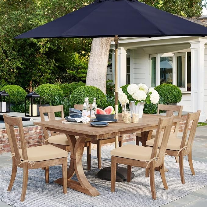 HARBOREST Outdoor Chair Cushions Set of 6, Water Resistant Patio Chair Cushions with Ties, Outdoor Seat Cushions for Patio Furniture, 17"x16"x2", Beige