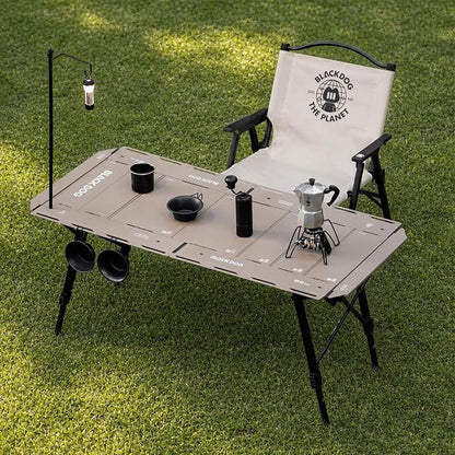 BLACKDOG 4.5U IGT Camping Table, Folding Portable Camp Table, Adjustable Height Aluminum Portable Table with Carry Bag for Outdoor, Pictic, Patio and Backyard 48.8" L x 22.8" W, Desert Sand