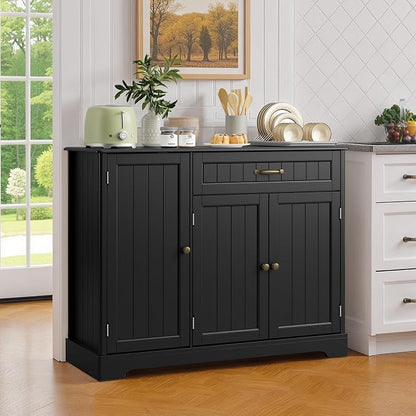 Buffet Cabinet with Storage Shelf, Black | for Coffee Bar, Dining Room, Kitchen, or Laundry Room Organization