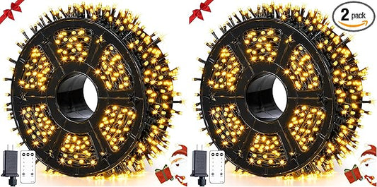 JMEXSUSS 1000LED Green Wire String Lights Warm White (Pack of 2)