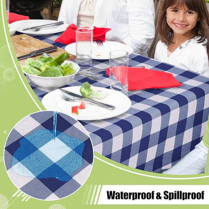 Smiry Picnic Table Cloth, Vinyl Tablecloths with Flannel Backing, 52"x70" | Waterproof Rectangle Table Cloth, Wipeable Buffalo Plaid Table Cover for Indoor and Outdoor (Navy & White)