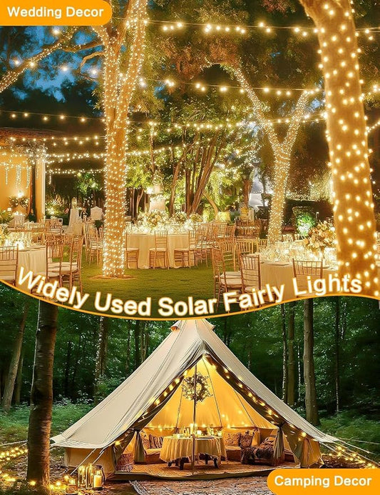Solar String Lights Outdoor, 6Pack 600LED 240FT Fairy Lights Warm White