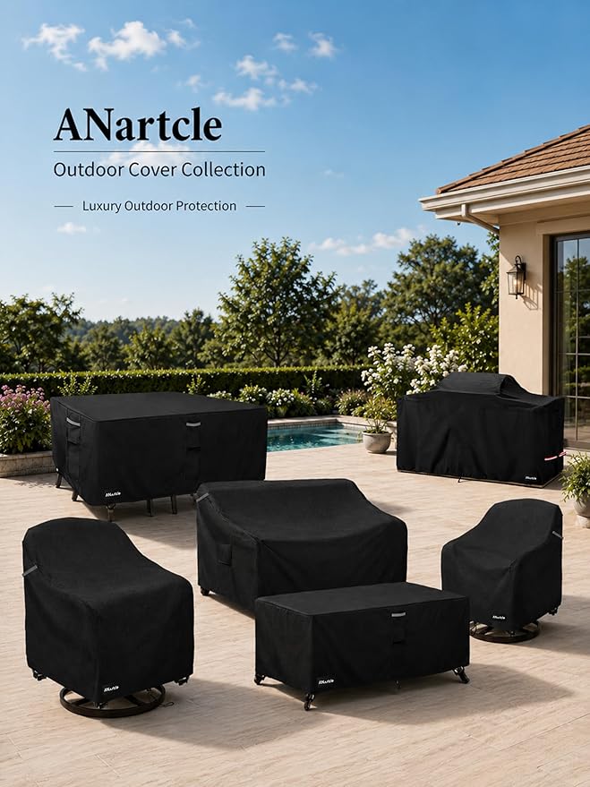 ANartcle Outdoor Swivel Lounge Chair Cover 2 Pack,600D Waterproof Heavy Duty Patio Chair Covers(35 W x 37 D x 38.5 H inches),Patio Swivel Chair Covers for Outdoor Furniture,Black.