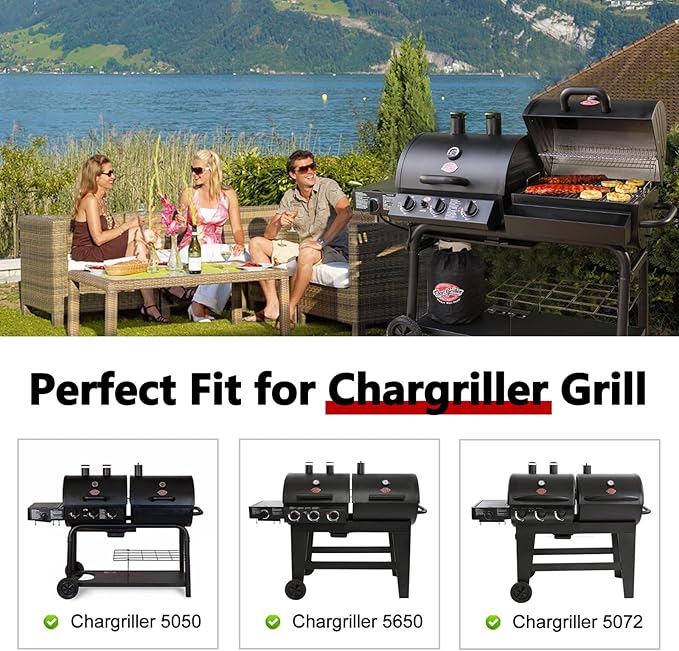 Criditpid Grill Replacement Parts for Char Griller 5050, 5650, 5072, Grease Tray Drip Pan, Heat Plates, Burner Tubes, Hanger Brackets, Ignitor for Char-Griller Replacement, Chargriller 5050 Parts.