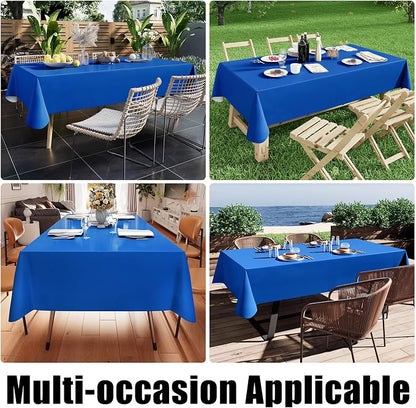 Smiry Rectangle Table Cloth 60x84 Inch, Waterproof Wipeable Vinyl Tablecloths Protector, Oil Spill Proof Plastic Table Cover for Dining, Picnic, Camping, Outdoor, Blue