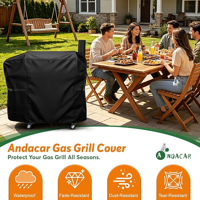 Charcoal Grills Cover for Z Grills 700D6 Pellet Grill, Waterproof Outdoor Grill Cover BBQ Grill Cover Barbeque Grill Cover (Cover Only) - 48" L×22" W×48" H, Black