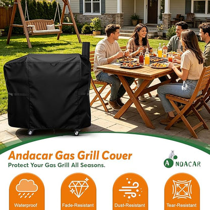 Charcoal Grills Cover for Z Grills 700D6 Pellet Grill, Waterproof Outdoor Grill Cover BBQ Grill Cover Barbeque Grill Cover (Cover Only) - 48" L×22" W×48" H, Black