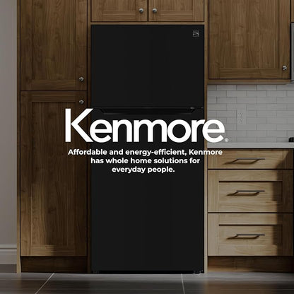 Kenmore 25 cu. ft. 33" Wide Top Mount Refrigerator - Black | Adjustable Glass Shelving, Humidity-Controlled Crispers, Gallon Door Bins, LED Lighting, ENERGY STAR Certified