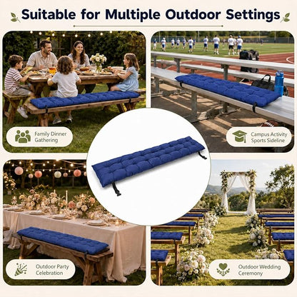 2pcs Picnic Table Bench Cushions, 72 x 10 x 3 Inch Outdoor Bench Seat Cushions with Ties, Tufted Patio Bench Pads for Picnic Table, Garden, Porch, Patio and Backyard Seating