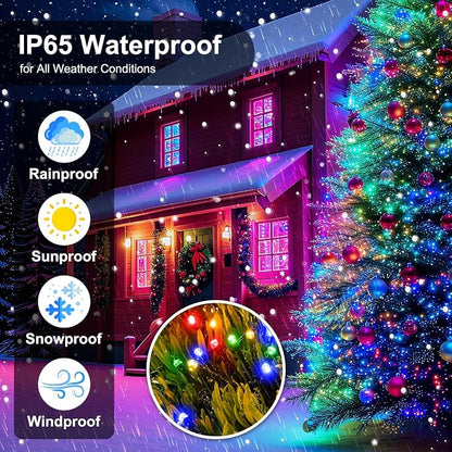 2 Pack Solar String Lights for Outside,Each 33Ft 100 LED Solar String Lights Outdoor Waterproof with 8 Modes,Solar Lights Outdoor for Patio, Garden, Tree, Party Decor-Multicolor