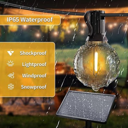 SANBEN Solar String Lights Outdoor with Remote, 50ft 25 Bulbs Solar Powered Patio Lights Waterproof, Dimmable & Timer, G40 LED Solar Lights for Camping Deck Backyard Garden Fence