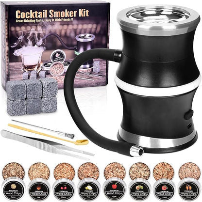 Electric Whiskey Smoker Kit, Cocktail Smoker Kit with Whiskey Stones & 8 Flavors Wood Chips, Drink Bourbon Old Fashioned Smoker Kit, Whiskey Gifts for Men, Dad, Husband, Boss, Boyfriend