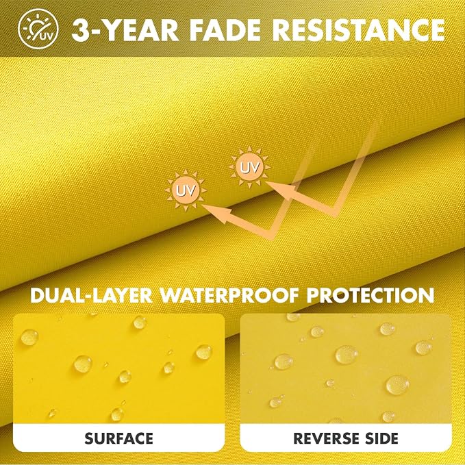MIULEE Yellow Outdoor Seat Cushion 22x24 Inch Waterproof Cushion | Deep Seat and Back Cushion for Patio Furniture Chair Sofa Couch, Fade Resistant, Handle and Adjustable Straps