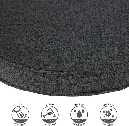 Set of 2 Outdoor 18 inch Round Patio Dining Chair Pads – Comfortable Fiber-Filled Seat Cushions with Ties, Reversible Polyester Fabric - Carbon