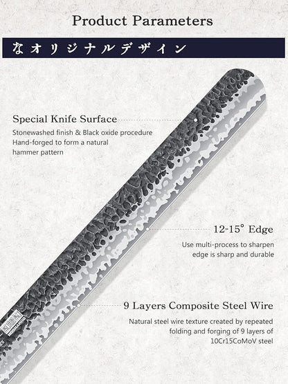 HOSHANHO 12 Inch Brisket Slicing Knife, Japanese Carving Knife for Meat Cutting and BBQ, Hand Forged Razor Sharp Slicing Knives with Ergonomic Octagonal Handle