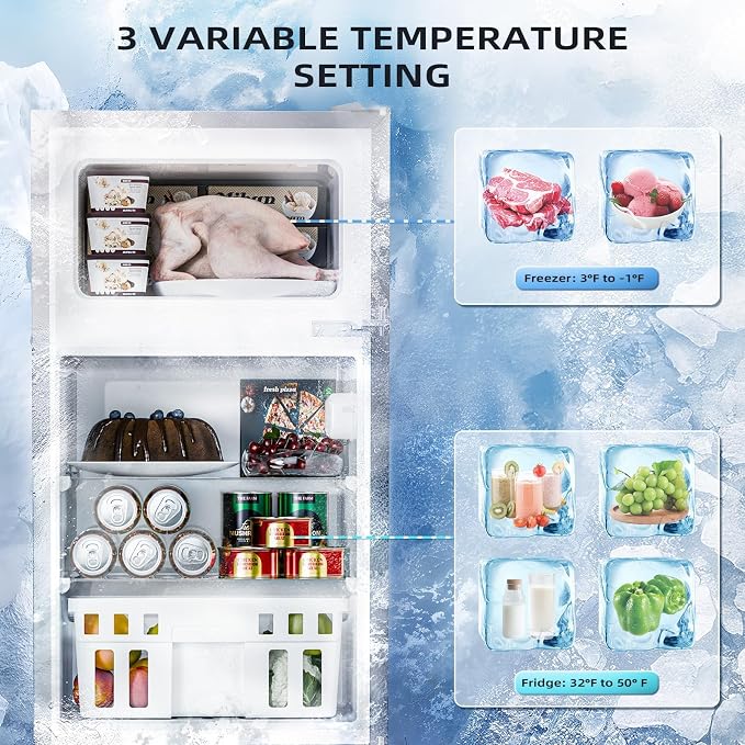 Antarctic Star 3.1 Cu.Ft.Compact Refrigerator with Freezer,Mini Fridge 2-Door with Adjustable Removable Shelves,For kitchen/Apartment/Dorm/Office,GREY