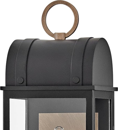 Hinkley Campbell Small Wall Mount Outdoor Lantern, Black/Burnished Bronze