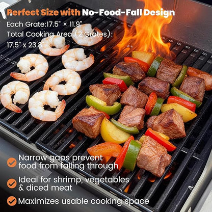 17.5"x11.9" Porcelain-Enameled Cast Iron Grill Grates - Replacement for Weber 7638/7639 | Fits Spirit 300/ Spirit II 300, E/S-310/320/330, Genesis Silver/Gold B/C, 1000-3500