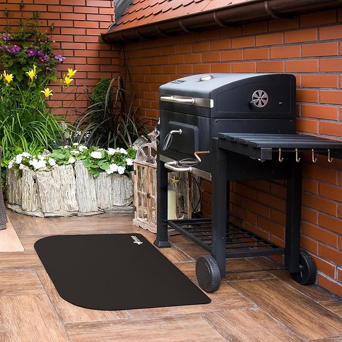 FLASLD Fireplace Hearth Mat, 32×48 inch Grill Mat Under Desk, Double-Sided Fireproof Fireplace Rugs for Fire Pit, Grill Pad for Outdoor Grill, Fireplace, Stove, Smokers, BBQ
