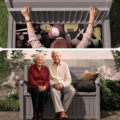 PatioZen 80 Gallon Outdoor Storage Bench Waterproof Lockable,Outdoor Storage Furniture for Patio,Garden and Porch,Tools and Cushions