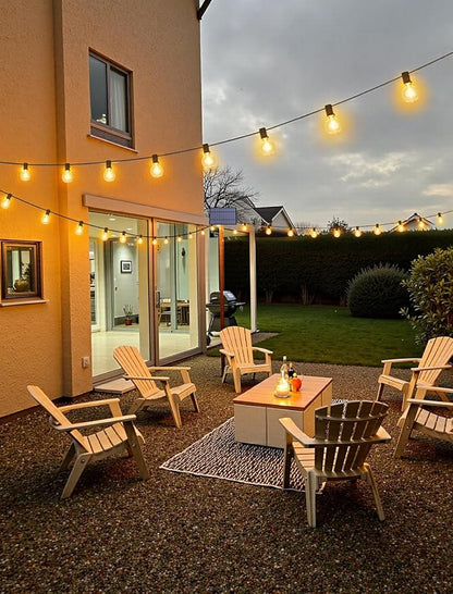50FT(2x25FT) Solar String Lights with Remote, 20+2 G40 Bulbs, Black | Solar Powered, Dusk to Dawn, Dimmable, Timer, Memory Function, LED Globe Hanging Lights for Backyard Fence Bistro Decor
