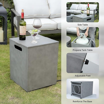 3-in-1 Propane Fire Pit Table, 50000 BTU Smokeless Firepit with Wind Guard and Tank Cover Table, Includes Rain Cover, Lava Rocks, and 2 Baking Pan, CSA Certified -Gas Fire Pits for Outside Patio