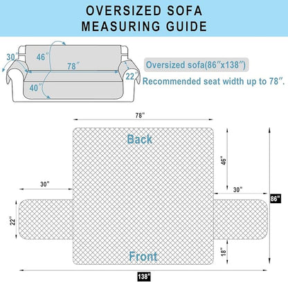 Reversible Oversized Sofa Covers, XL Sofa, Camel/Beige | Couch Cover Furniture Protector for Dogs Elastic Straps Water Repellent Furniture for 4 Cushion Couch