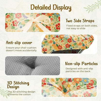 2 Pack Outdoor Chaise Lounge Chair Cushion 75.1 x 22.8 x 4.7 Inches 100% Waterproof Replacement Cotton Patio Pool Lounge Chair Cushion for Outdoor Furniture with Ties,Daisy