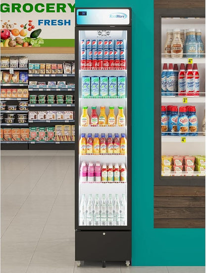 KoolMore 17 in. Slim Commercial Merchandiser Display Refrigerator 7 Cu. Ft. in Black, ETL Listed (KM-MDR-17S)
