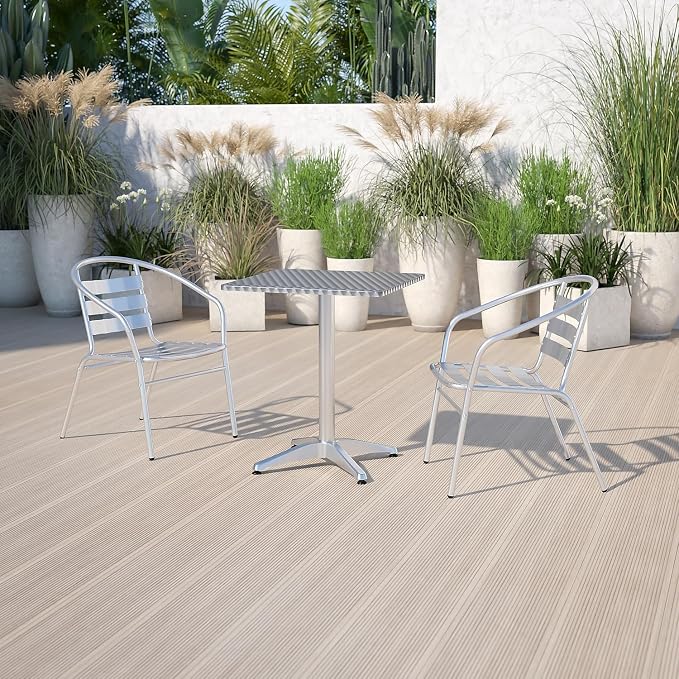Flash Furniture Mellie 23.5'' Square Aluminum Indoor-Outdoor Table with Base