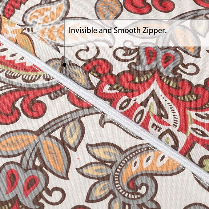 60" Round Tablecloth with Umbrella Hole and Zipper, Washable Waterproof Wrinkle Free Zippered Patio Table Cloths Table Covers for Spring, Summer, Party, Backyard, Picnic, BBQS (Botanical Red Orange)