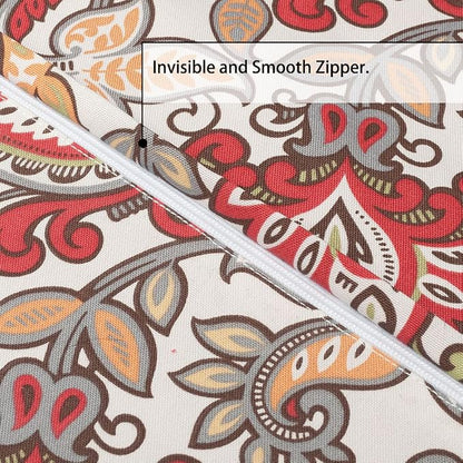 60" Round Tablecloth with Umbrella Hole and Zipper, Washable Waterproof Wrinkle Free Zippered Patio Table Cloths Table Covers for Spring, Summer, Party, Backyard, Picnic, BBQS (Botanical Red Orange)