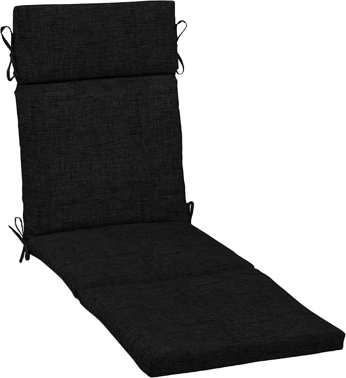 Arden Outdoor Chaise Cushion, 21 in x 72 in, Weather-Proof, Rain-Proof, Fade Resistant Patio Cushion for Chaise Lounger Black Leala | Lounge Cushion, Weather-Proof, Rain-Proof, Fade Resistant for Chaise Lounger, Mold and Mildew Resistant