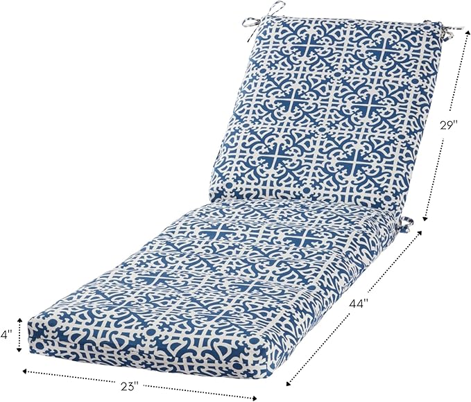 Greendale Home Fashions Outdoor Reversible Chaise Lounge Chair Cushion, Azure
