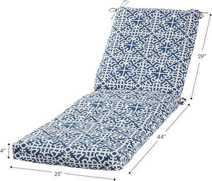 Greendale Home Fashions Outdoor Reversible Chaise Lounge Chair Cushion, Azure